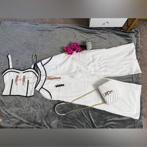 Elegant White Jumpsuit with Black Accents